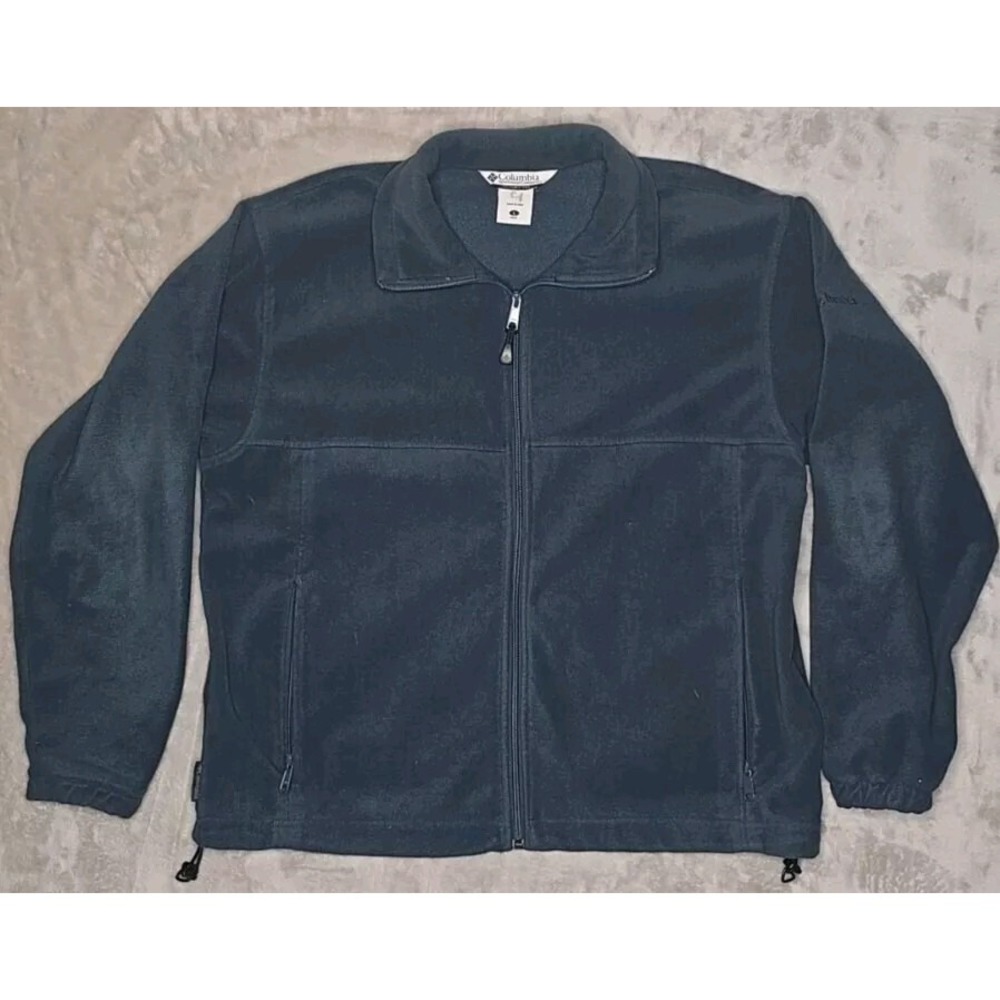 Columbia Jacket Mens L Blue Fleece Full Zip Mock Neck Outdoor Hiking Trail